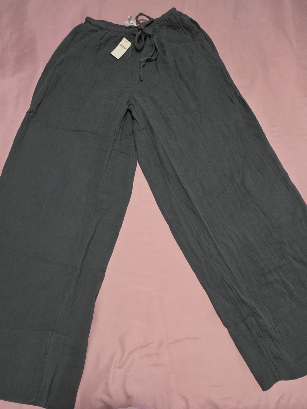aerie Women Dark Gray Wide-Leg Drawstring Sweatpants